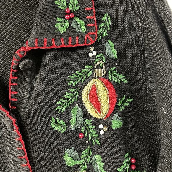 Not So Ugly Christmas Sweater BP Design Knit VTG Ornaments Holly Doll Rocking 🎠 - Picture 6 of 12